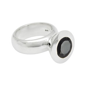 2024 joyería personalizada de fábrica más Popular 925 plata esterlina Natural negro ónix piedra preciosa piedra redonda elegante aspecto anillo exportador - Product Image 1