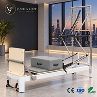 Prix d'usine – Reformer Pilates professionnel en aluminium certifié CE, 2-en-1, avec barre de repose-pieds réglable et demi-tourneuse, idéal pour studio