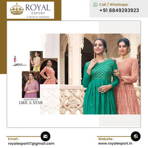 Design moderne élégant Look classique Georgette & Chinon Broderie lourde Travail Long Anarkali Costume Collection au meilleur prix - Product Image 2