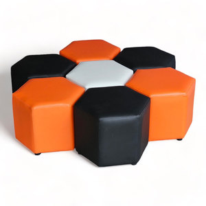 Contemporary Style Combo Set of 6 Stackable Hexagonal Sofa <b>Stools</b> Upholstered in Faux Leather-GDSF010 - Product Image 1