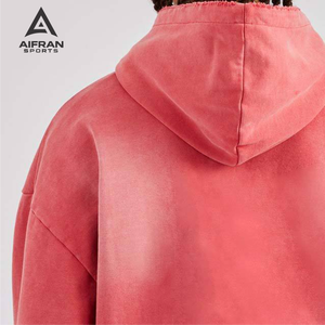 Sweat à capuche en coton Aifran Heavyweight 500gsm 600gsm, vintage, délavé à l'acide, fermeture éclair, épaules tombantes, délavé au soleil - Product Image 4