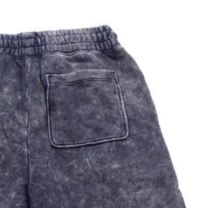 2024 pantalones cortos lavados con ácido de cintura elástica para hombres, ropa de calle, gran oferta con impresión de logotipo personalizado, disponibilidad de talla grande - Product Image 4