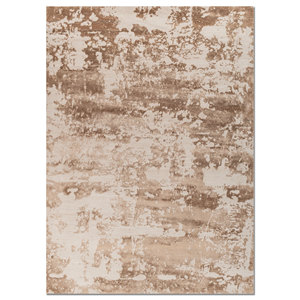 Alfombra Kavi Ivory de Lana y Seda de Bambú Anudada a Mano con Patrón Abstracto para Decoración de Sala de Estar o Pasillo, Tamaño 9x12 - Esk-431 - Product Image 1