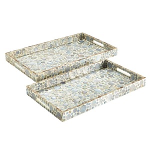 Juego de 2 Incrustaciones de hueso Acabado Calidad superior Para el hogar Hotel Restaurante Cena Mesa Decoración Bandejas para servir - Product Image 1