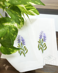 Broderie Lavande Conception Dîner Serviette Haute Qualité Blanc Lin Polyester Mélange Serviette De Table pour La Maison Hôtel Événements - Product Image 6