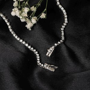 Collar de tenis de plata de ley 925 al por mayor con diamantes de moissanita VVS1 color D para mujer, joyería fina, regalo - Product Image 3