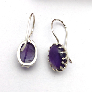 Pendientes colgantes de plata de ley ovalada de 14x10mm de amatista púrpura Natural, joyería hecha a mano de piedras preciosas de 5 Gms para niñas, pendientes finos - Product Image 2