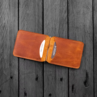 Dompet pria Retro Crazy Horse kulit sapi asli, dompet klip lipat dua pria