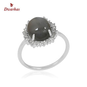 Venta caliente diseño de lujo 925 plata esterlina Luna gris anillo de piedras preciosas joyería fina fabricante al por mayor - Product Image 1