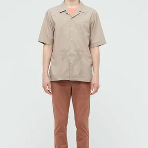 New Design Knitted Cotton/Bamboo Fiber Mesh Short Sleeve Button-Up for Shirts for Men - Product Image 3