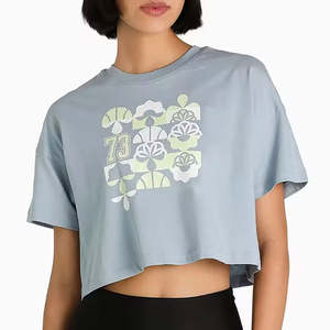 T-shirts à col rond, débardeurs à manches courtes en grande taille, hauts courts surdimensionnés élégants pour femmes, logo personnalisé, imprimé uni, 2026 - Product Image 5