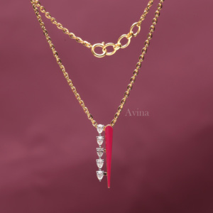 Pendentif en diamant cultivé en laboratoire certifié IGI et émail rouge en or jaune/rose et or blanc 18 carats |   Collier de bijouterie fine de designer moderne - Product Image 4