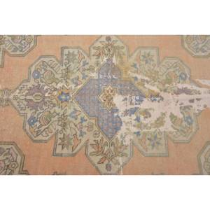 พรมขนสัตว์ตุรกีขนาด3.4x5.7ฟุตแนววินเทจสีเบจและสีน้ำเงินผ้าทอแบนพร้อมแผ่นยางรองสำหรับตกแต่งห้องนั่งเล่น - Product Image 5