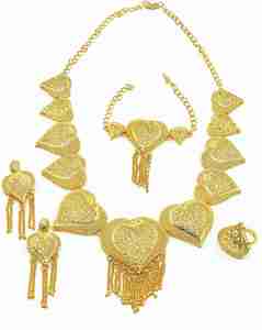 ชุดเครื่องประดับแฟชั่นชุบทอง 14K 18K 24K ขายส่ง, ชุดเครื่องประดับแบบดั้งเดิม, ชุดเครื่องประดับทองเหลืองชุบทอง, สร้อยคอแฟนซี - Product Image 2