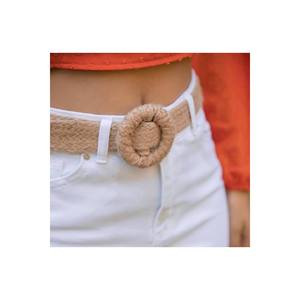 Cinturón Redondo de Mimbre Trenzado con Hebilla para Mujer, Cinturón para Chaqueta, Cinturón para Camisa, Cinturón para Vestido - Mimbre - Product Image 1