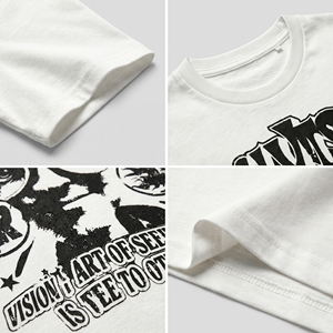 เสื้อยืดโอเวอร์ไซส์ทรงหลวมผ้าฝ้ายแท้ 100% คุณภาพสูง พิมพ์ลายได้ตามต้องการ สไตล์สตรีทแฟชั่นอเมริกัน - Product Image 5