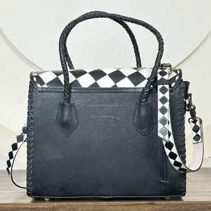 Nuevo bolso tote a cuadros de cuero genuino de vaca con diseño floral, elegante bolso de hombro y bandolera para mujer para uso diario. - Product Image 5