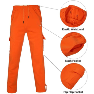 Chándal Cargo de dos piezas cortavientos para hombre, ropa de calle con logotipo personalizado, chándal de invierno Unisex con cremallera de Color naranja - Product Image 5