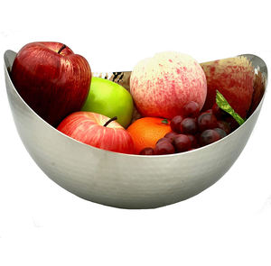 Frutero de acero inoxidable con diseño martillado de forma ovalada para usos múltiples Frutero de mesa Cuencos plateados para servir alimentos - Product Image 5