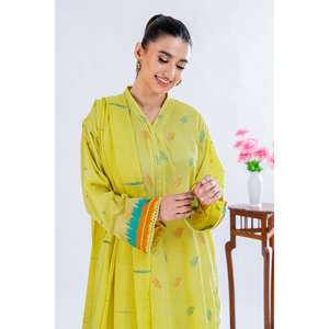 Conjunto de Traje de 3 Piezas sin Costuras en Jacquard Amarillo para Mujer - Product Image 5