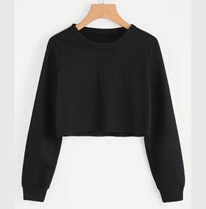 Sudadera Corta de Moda para Mujer 2026, Sudadera de Algodón con Cuello Redondo, Sudadera Corta Personalizada con Logotipo, Sudadera con Capucha OEM ODM - Product Image 2
