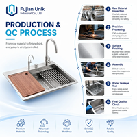 Évier de cuisine multifonction en acier inoxydable SUS304 avec robinet extractible, lave-tasses et kit d'accessoires – Fournisseur d'usine