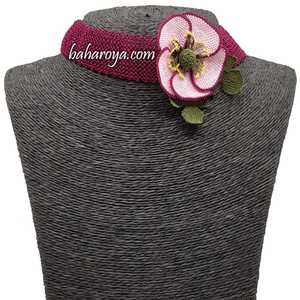 İğne Oyası Tasma Renkli Gelincik Kolye Pembe Renkli Moda Kolay Kolye - Product Image 1