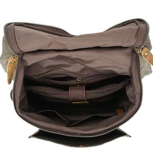 Sac à dos en toile en cuir véritable élégant, robuste, pour les voyages en plein air, l'école, le travail, la randonnée, unisexe, durable, souple, pliable, avec fermeture éclair - Product Image 6