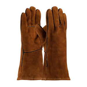Vente en gros Gants de travail de sécurité antidérapants de 13 pouces en peau de chèvre en peau de mouton en cuir de vachette avec polyester pour le jardinage et le travail - Product Image 1