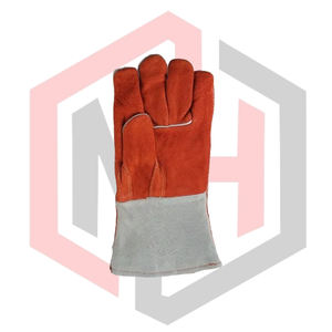 <b>Red</b> Heat Fire Fighter Leather Welding <b>Gloves</b> Heat Fire Resistant Anti-Static Mig Tig Stick BBQ Tear-Resistant 11 oz Thickness 14 - Product Image 3