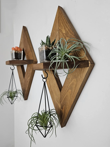 Juego de dos estantes de madera rústica para colgar en la pared, estantes minimalistas para plantas para macetas, accesorios de decoración del hogar - Product Image 5