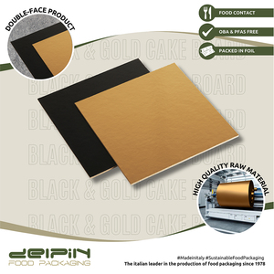 Fabriqué en Italie stratifié jetable rectangulaire carré noir et or planche à gâteau carton taille différente prêt à expédier - Product Image 3