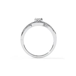 Bague de fiançailles ronde en argent sterling avec collier en acier inoxydable blanc avec moissanite et diamants - Product Image 4