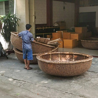 Bateau de pêche à rames rond avec pagaies ensemble complet bateaux coracle touristiques en bambou prix bon marché à vendre