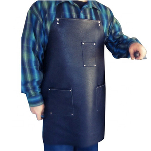 Tablier de cuisine en cuir PU noir bleu Chef, vente en gros, prix bon marché, meilleure qualité - Product Image 1