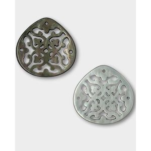 Tapas de cuentas de filigrana de perla negra de nácar - Product Image 1