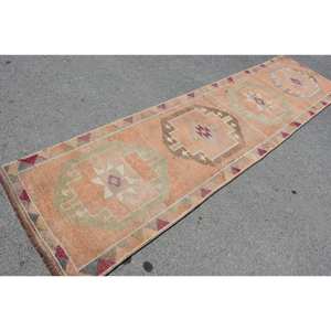 Tapis Kilim Vintage Turc Orange 280X1120 ft Flat Weave Wool Jute Room Rug Latex Backing Big Rectangle Patchwork for Hallway - Product Image 2