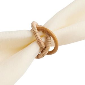 Rond de serviette décoratif en rotin tissé pour ajouter de la texture et de la chaleur à votre présentation de table à manger - Product Image 1