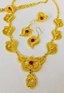 24 quilates de cobre imitación Vintage Comoras Mayotte conjunto de joyas collar pendientes India accesorio de moda - Product Image 2