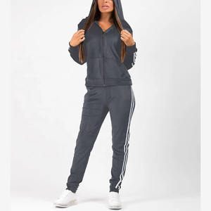 Wholesale Custom Crop <b>Top</b> Jogger Sweat Suit 2 Piece Hoodiesuit Pants Set Jogging Track Suit <b>Women</b> Tracksuit - Product Image 2