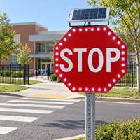 Panneau de signalisation routière solaire LED clignotant pour extérieur, avec panneau solaire, directement de l'usine