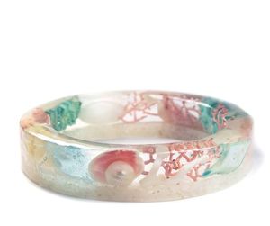 Bracelet acrylique en résine de coulée multicolore exagéré et éblouissant Large design carré irrégulier Bracelets et bracelets de perles impressionnants - Product Image 2