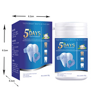 3 días DIY Natural Herbal Mineral Mint Active Black Charcoal Diente Blanqueamiento en polvo