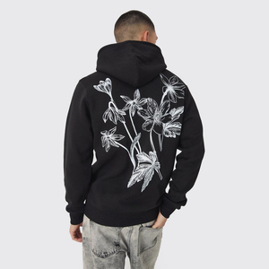 Vente en gros de sweat à capuche mélangé personnalisé imprimé de dos de couleur noire de haute qualité 2025 pour hommes sweats à capuche en tissu surdimensionné - Product Image 5