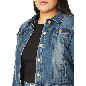2024 nouveauté veste en jean bleu pour femmes Logo personnalisé respirant et prix de gros grandes tailles disponibles - Product Image 3