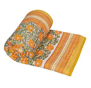 High Quality Organic Cotton Comforter Handmade <b>Block</b> <b>Print</b> Winter Blanket Coverlet Soft Quilt Bedding for Home Use for Hotels - Product Image 1