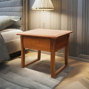 Table de chevet moderne et élégante à 3 tiroirs en teck Fonction de rangement de luxe de style traditionnel européen pour la chambre et le salon - Product Image 5