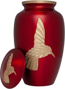 Urna Funeraria Moderna de Metal Hecha a Mano con Diseño de Colibrí Rojo, Urna Conmemorativa para Cenizas Humanas, Recuerdo para Entierro, Homenaje a Adultos - Product Image 6