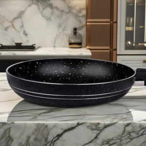 Mejor calidad 22cm moderno calibre pesado 4MM revestimiento de mármol antiadherente Gas cocina Wok Pan para Chef ecológico para freír frito - Product Image 4