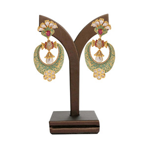 Elegante antiguo imitación AD mate plateado latón pendientes lujo estilo tradicional para fiesta joyería de moda exportación - Product Image 1